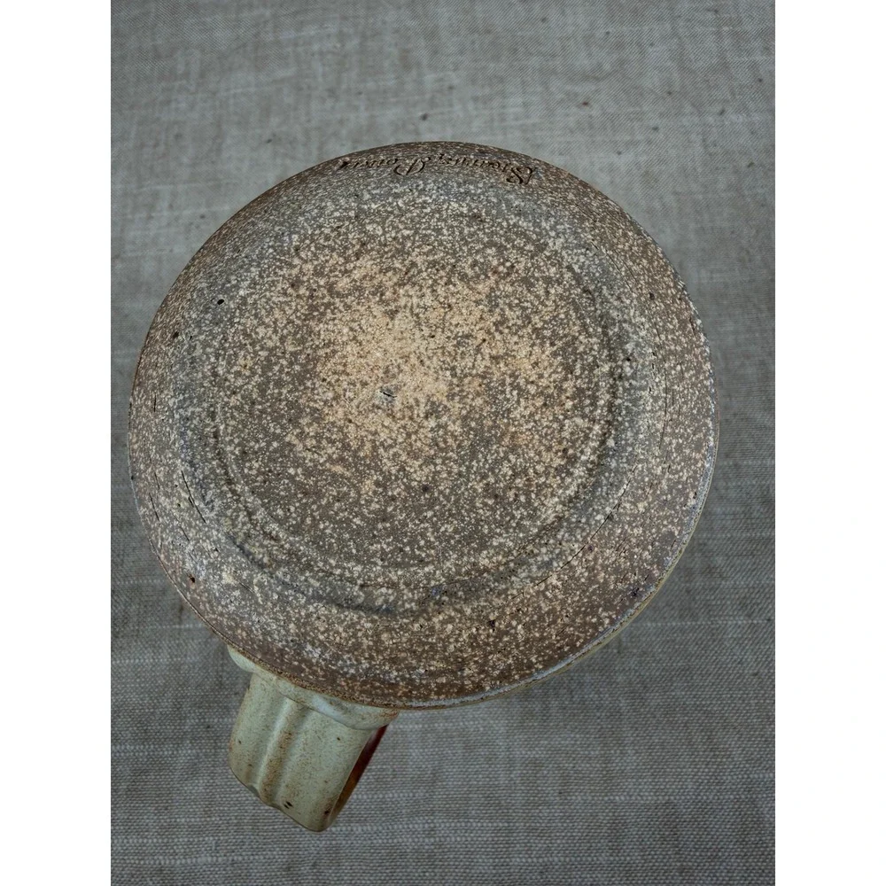Stearns Pottery Handled Bud Vase Good Vintage Brown Cream Speckled Stoneware Jug